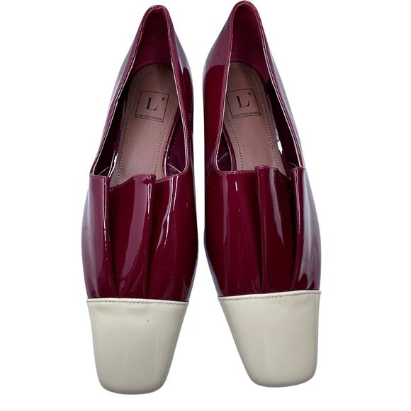 L'AUTRE CHOSE Red and Ivory Patent Leather Women's Loafers Size UE 37 Pleaded - Picture 13 of 13